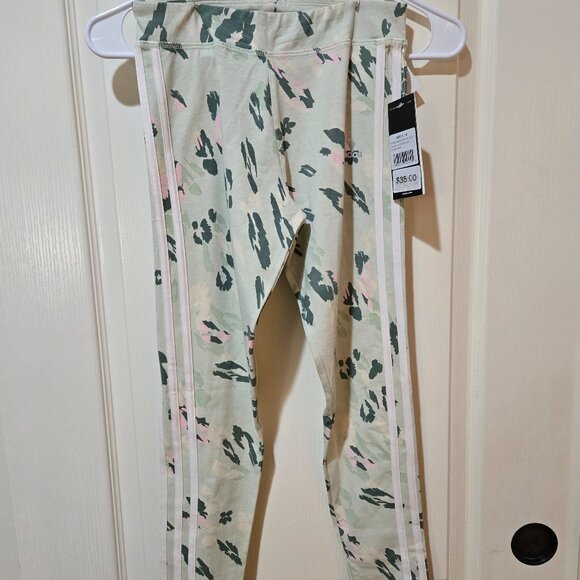 Girls Adidas Linen Green Leggings Size Large (14) - BNWT - Picture 1 of 6